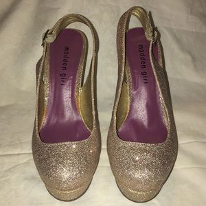 Madden Girl “Sookiee” glitter sling backs.